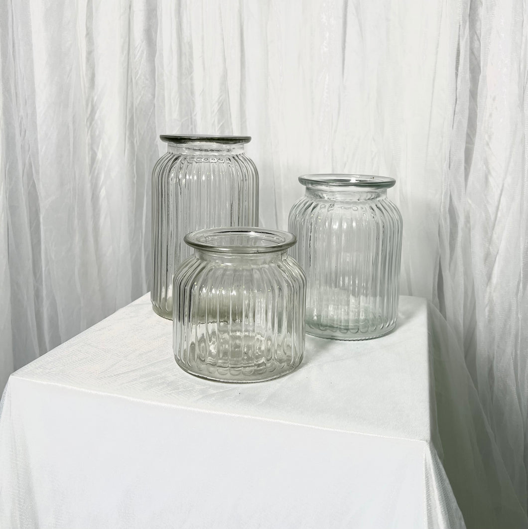 Ribbed Glass Vase Set